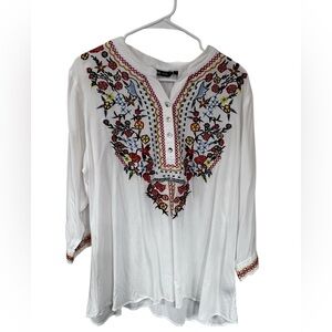 64 Sixty-five Embroidered White Blouse
